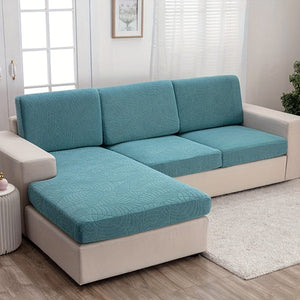 Planet Gates Light Blue / Plus S (1-Seater) Waterproof Jacquard Sofa Cover Large Leaf Design Retractable Washable Durable Elastic Slipcover for All Seasons Universal Modern Home Decor Furniture Protector