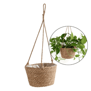 Planet Gates Light Brown 1 Pack, Garden Hanging Planter Macrame Plant Storage Basket Jute Rope Woven Indoor Outdoor Flower Pot Holder Plant Hangers Home Decor