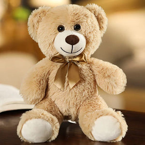 Planet Gates light brown 35CM Cute Colorful Bow Tie Bear Doll Plush Toy Hug Bear Doll Children Birthday Gift Pillow Teddy bear Home Living Room Bedroom