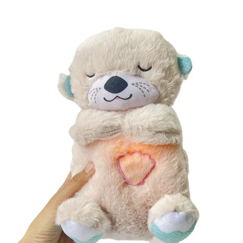 Planet Gates Baby Breathing Bear Baby Soothing Otter Plush Doll Toy Baby Kids Soothing Music Sleeping Companion Sound and Light Doll Toy Gift