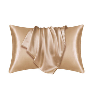 Planet Gates Light Golden / 35cm*50cm 1pc Satin Solid Color Pillowcase, Soft Pillow Cover With Envelope Closure For Bedroom, Bedding Supplies, Without Filler