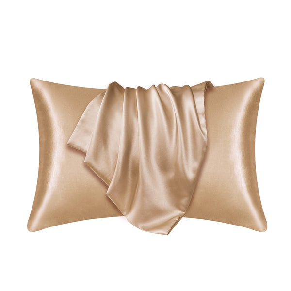 Planet Gates Light Golden / 35cm*50cm 1pc Satin Solid Color Pillowcase, Soft Pillow Cover With Envelope Closure For Bedroom, Bedding Supplies, Without Filler
