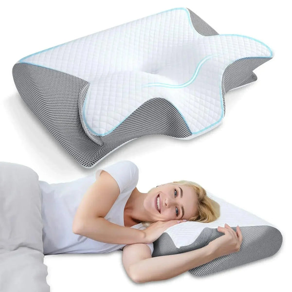 Planet Gates Light Gray 1pc Memory Foam Cervical Pillow Fast Rebound Memory Sleeping Pillows 2in1 Ergonomic Orthopedic Pillow for Neck Pain Neck Pillow