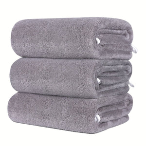 Planet Gates Light Gray 3pcs Microfiber Bath Towel Set, Lightweight Quick Drying Bath Towels, Super Absorbent & Breathable, High Quality Coral Velvet Bath Towel Sets, Ultra Soft Towel Set For Bathroom, Fitness, Travel, Yoga