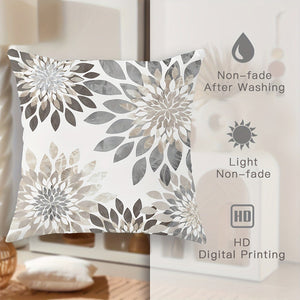 Planet Gates Light Gray 4pcs, Floral Geometric Leaves Botanical Light Gray Polyester Throw Pillow Covers, Modern Neutral Pillow Covers, Decorative Cushion Covers 45×45Cm/18 "X18" For Living Room Bedroom Sofa Bed Decoration