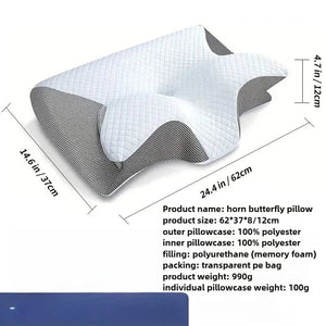 Planet Gates Light Gray / 62x37x8-10cm 1pcs Butterfly Sleep Memory Neck Pillow Slow Rebound Comfortable Memory Foam Sleep Pillow Cervical Orthopedic Neck Massage Bed Pillow