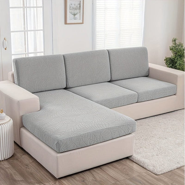 Planet Gates Light Gray / Plus S (1-Seater) Waterproof Jacquard Sofa Cover Large Leaf Design Retractable Washable Durable Elastic Slipcover for All Seasons Universal Modern Home Decor Furniture Protector