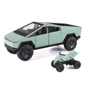 Planet Gates light green 1:24 Cybertruck Model Silver Pickup Truck Diecast Metal Toy Cars with Sound and Light for Kids Age 3 Year