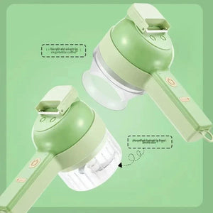 Planet Gates light green 4In1 Electric Vegetable Cutter Set Handheld Wireless Electric Garlic Masher Food Chopper Meat Grinder Machine Food Peel Slice