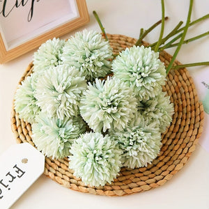 Planet Gates Light Green / 5pcs 5pcs Glorious Chrysanthemum Ball Flowers Bouquet - Perfect for Home, Office, Coffee House, Parties, and Weddings - Artificial Flowers for Important People