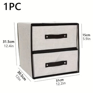 Planet Gates Light Grey 1pc Fabric Storage Bin, Two-layered , Washable Imitation Linen Drawer-style Bra Organizer Box, Separated Clothing And Underwear Organization And Storage Supplies, Dorm And Bedroom Wardrobe Organizer, Closet Organize