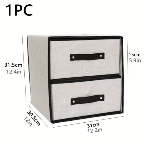 Planet Gates Light Grey 1pc Fabric Storage Bin, Two-layered , Washable Imitation Linen Drawer-style Bra Organizer Box, Separated Clothing And Underwear Organization And Storage Supplies, Dorm And Bedroom Wardrobe Organizer, Closet Organize