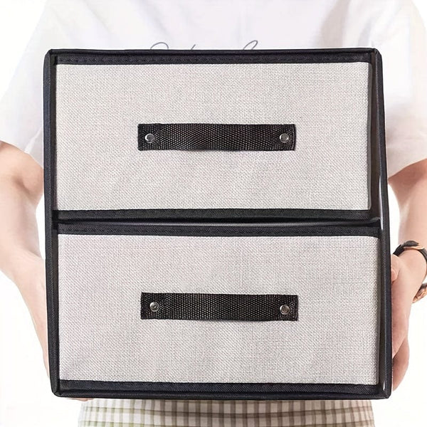 Planet Gates Light Grey 1pc Fabric Storage Bin, Two-layered , Washable Imitation Linen Drawer-style Bra Organizer Box, Separated Clothing And Underwear Organization And Storage Supplies, Dorm And Bedroom Wardrobe Organizer, Closet Organize