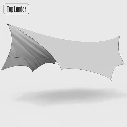 Planet Gates light grey 5.1x5.1m Large Camping Tarp Waterproof Octagon Butterfly Outdoor Sun Shelter Awning Tent Shade Sunshade Beach Tourist Canopy
