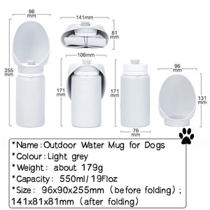 Planet Gates Light Grey 550ml Folding Pet Outdoor Walking Mug Portable Travel Water Bottle Puppy Cats Dogs Drinking Water Dispenser Cup Supplies