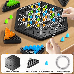 Planet Gates Light Grey Chain Triggle Chess Game Triggle Rubber Band Game Toy For Kid Interactive Board Game Battle Set For Family Party Gift