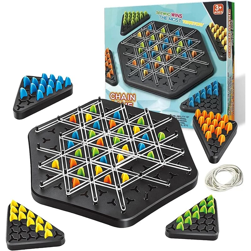 Planet Gates Light Grey Chain Triggle Chess Game Triggle Rubber Band Game Toy For Kid Interactive Board Game Battle Set For Family Party Gift