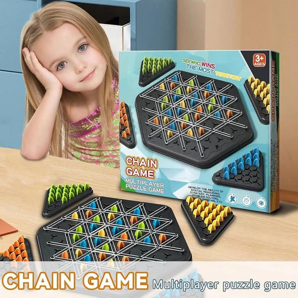 Planet Gates Light Grey Chain Triggle Chess Game Triggle Rubber Band Game Toy For Kid Interactive Board Game Battle Set For Family Party Gift