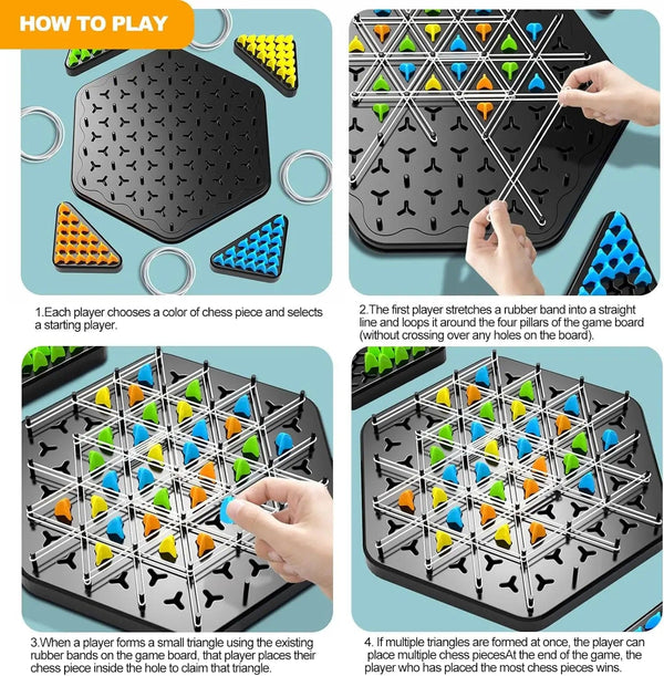 Planet Gates Light Grey Chain Triggle Chess Game Triggle Rubber Band Game Toy For Kid Interactive Board Game Battle Set For Family Party Gift