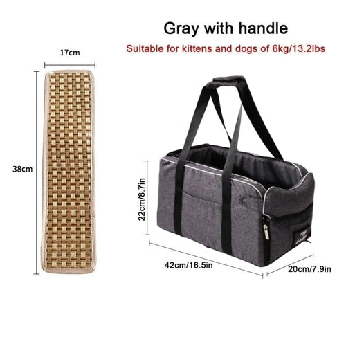 Planet Gates Light Grey Dog Car Seat Pet Supplies Travel Bags for Dogs Cats Portable Car Central Console Dog Car Seat Bed Carrier Safety Cat Accessories