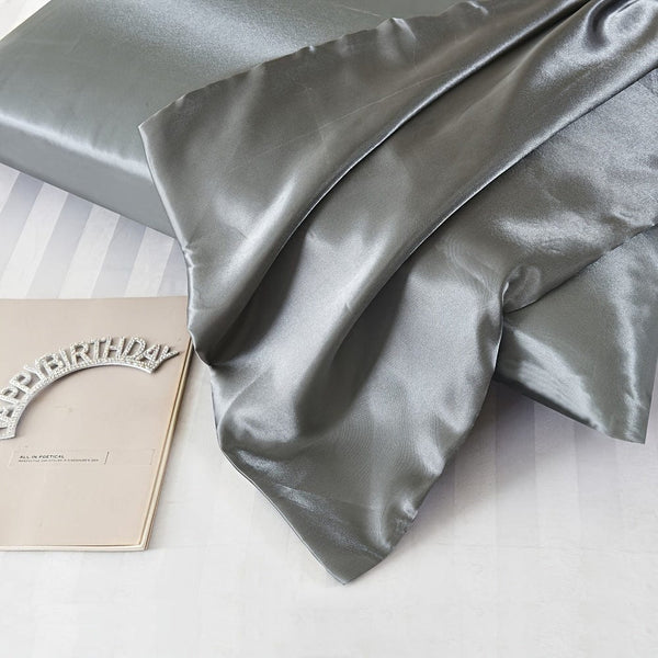 Planet Gates Light Grey / Standard (20"x26") 2pcs Satin Pillowcase, Soft And Smooth Texture, Satin Solid Color Envelope Pillowcases, Reduce Hair Breakage Prevent Wrinkles