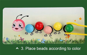 Planet Gates Light Grey Wooden Clip Beads Games Montessori Toys Color Matching Parish Learning Set Fine Movement Training Educational Toys For Children