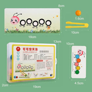 Planet Gates Light Grey Wooden Clip Beads Games Montessori Toys Color Matching Parish Learning Set Fine Movement Training Educational Toys For Children
