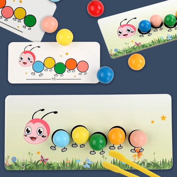 Planet Gates Light Grey Wooden Clip Beads Games Montessori Toys Color Matching Parish Learning Set Fine Movement Training Educational Toys For Children
