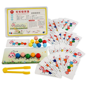 Planet Gates Light Grey Wooden Clip Beads Games Montessori Toys Color Matching Parish Learning Set Fine Movement Training Educational Toys For Children