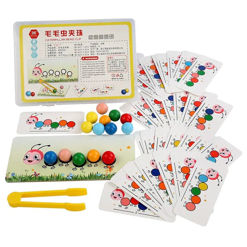 Planet Gates Light Grey Wooden Clip Beads Games Montessori Toys Color Matching Parish Learning Set Fine Movement Training Educational Toys For Children