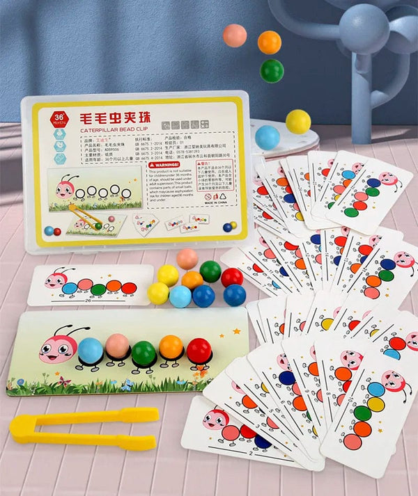 Planet Gates Light Grey Wooden Clip Beads Games Montessori Toys Color Matching Parish Learning Set Fine Movement Training Educational Toys For Children