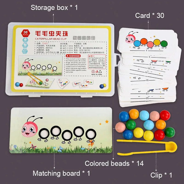 Planet Gates Light Grey Wooden Clip Beads Games Montessori Toys Color Matching Parish Learning Set Fine Movement Training Educational Toys For Children