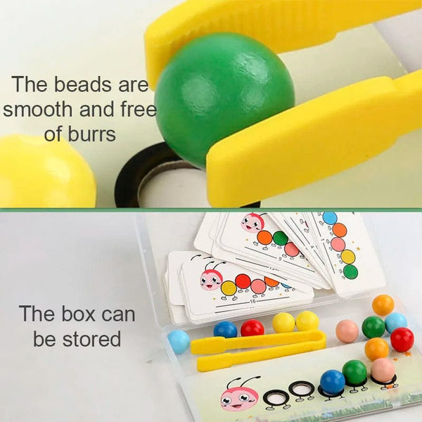Planet Gates Light Grey Wooden Clip Beads Games Montessori Toys Color Matching Parish Learning Set Fine Movement Training Educational Toys For Children
