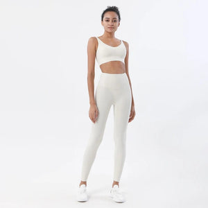 Planet Gates Light ivory / S SOISOU Nylon Tracksuits Women's Yoga Set Sports Suit Gym Fitness Bra Leggings Women Lounge Wear Crop Tops Sexy 18 Colors