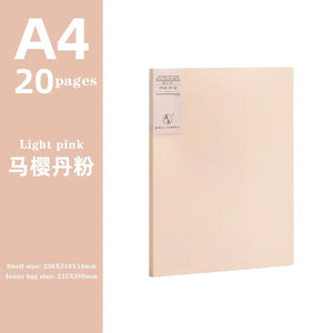 Planet Gates light pink 20 pages JIANWU A4 Morandi File Bag 100 Pages Data Book Large Capacity File Folder Portfolio Office Stationery