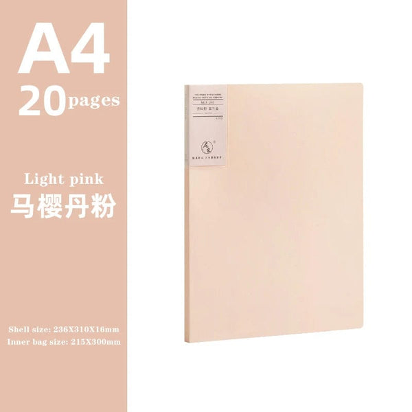 Planet Gates light pink 20 pages JIANWU A4 Morandi File Bag 100 Pages Data Book Large Capacity File Folder Portfolio Office Stationery