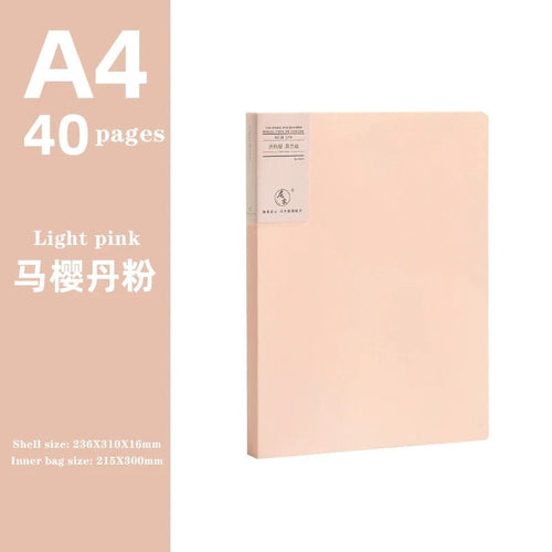 Planet Gates light pink 40 pages JIANWU A4 Morandi File Bag 100 Pages Data Book Large Capacity File Folder Portfolio Office Stationery