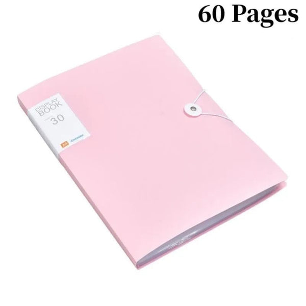 Planet Gates Light Pink 60 Pages 30/60 Pages File Bag A4 Transparent Binder File Folder Storage Student Test Paper Classification Organization Office Supplies