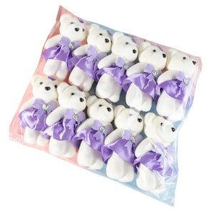 Planet Gates Light Purple 10Pcs/Lot Bear Stuffed Plush Toy Mini Bear  Toy Keychain Bag Pendant Wedding Decoration Kids Birthday Party Gifts