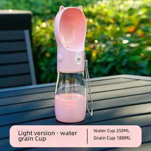 Planet Gates Light version cartoon water grain cup pink Portable Pet Water Bottle Dog Drinking Water Dispenser Feeding Outdoor Dog Walking Cup Supplies Abspc Material
