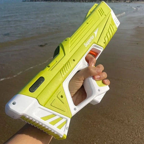 Planet Gates light yellow 43cm Full Electric Automatic Water Storage Gun Toys Portable Children Summer Beach Outdoor Fight Fantasy Toys for Boys Kids Game