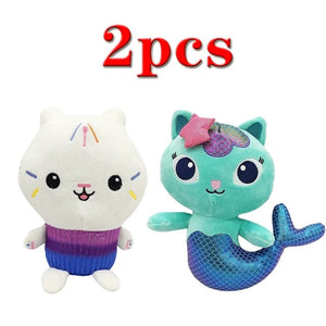 Planet Gates LightCoral Animals Plush Gabby Dollhouse Lovely Plush Gaby Toy Plush House Cat Doll Cartoon Stuffed Animals Mermaid Cat Plushie Dolls Kids