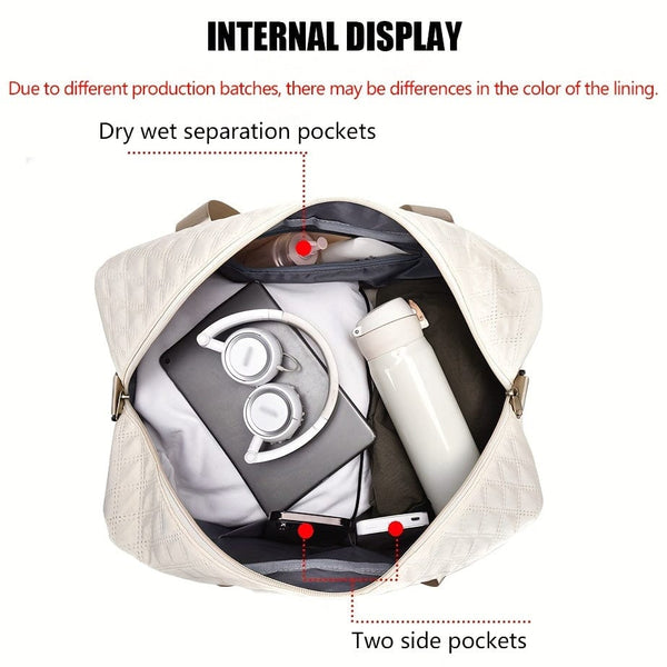 Planet Gates Lightweight Argyle Pattern Luggage Bag, Large Capacity Travel Duffle Bag, Portable Overnight Bag