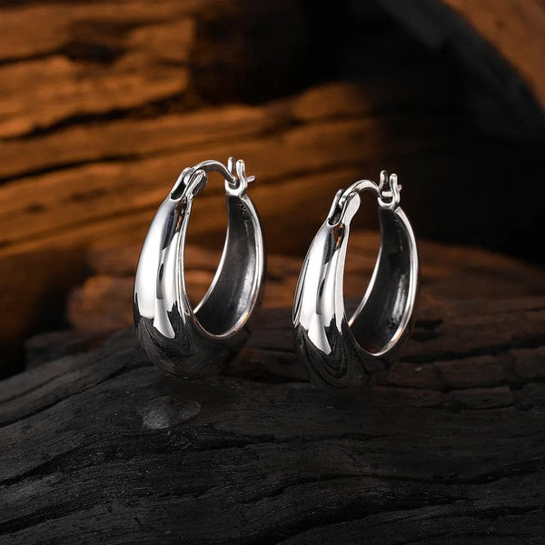 Planet Gates LiHong Real 925 Sterling Silver Smooth Vintage Earring High-quality U Shape Hoop Earrings For Women Wedding Party Fine Jewelry