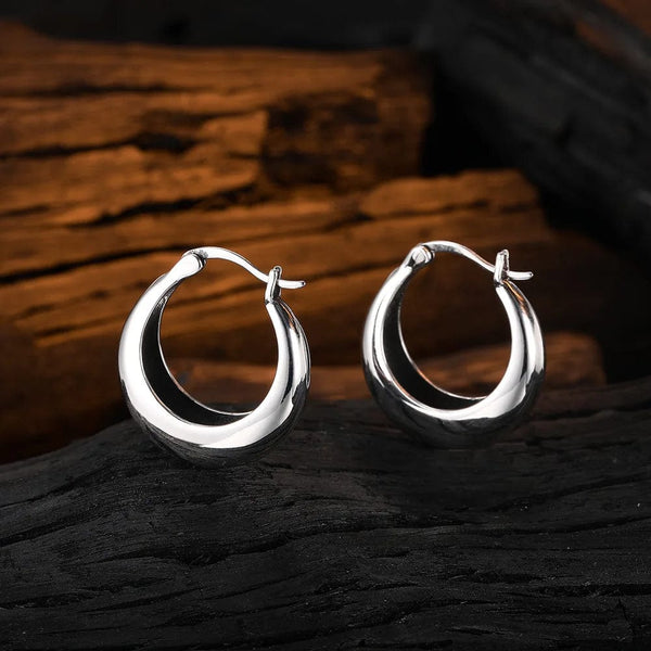Planet Gates LiHong Real 925 Sterling Silver Smooth Vintage Earring High-quality U Shape Hoop Earrings For Women Wedding Party Fine Jewelry