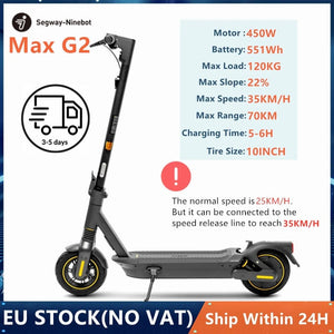 Planet Gates Limited speed version g2 EU Stock Ninebot By Segway Max G2 Smart Electric Scooter 35KM/H Speed 70KM Long Range 450W Motor Original G2 Kickscooter