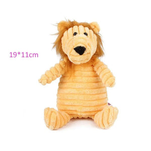 Planet Gates Lion Plush Dog Toy Animals Shape Bite Resistant Squeaky Toys Corduroy Dog Toys for Small Large Dogs Puppy Pets Training Accessories