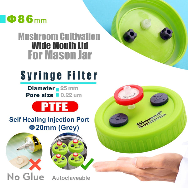 Planet Gates Liquid Culture Lids - Autoclavable WIDE Mouth Jar Lids with Heavy Duty  Injection Port for Mushroom Cultivation