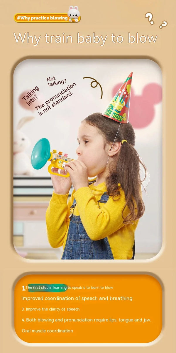Planet Gates Little Rabbit Horn Children's Toy, Baby Will Blow Cartoon Harmonica Whistle Musical Instrument