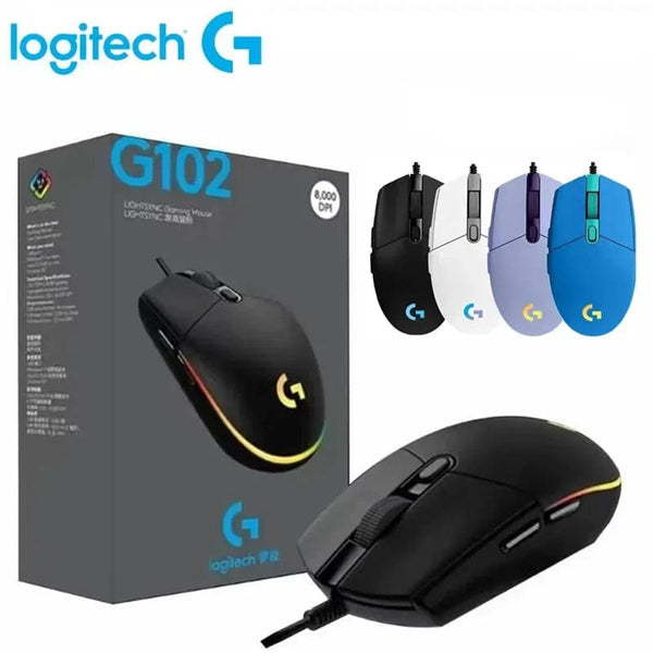 Planet Gates Logitech G102 Mouse USB Wired Gaming Mouse 8000 DPI Rainbow Optical Effect Screen For PC/Mac Computer and Laptop